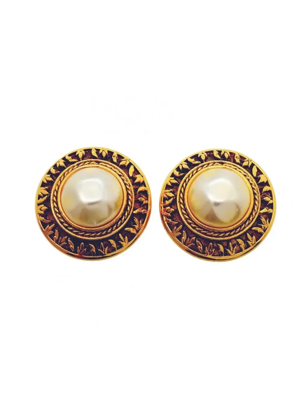 Chanel Earrings Pearl Gold-Tone Metal #327441C51B
